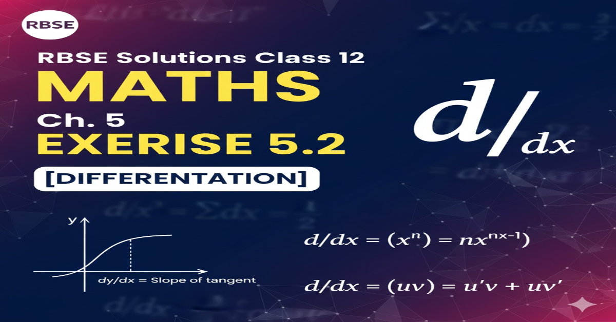 Rbse Solutions Class 12 Maths Chapter 5 Exercise 5.2: Differentiation