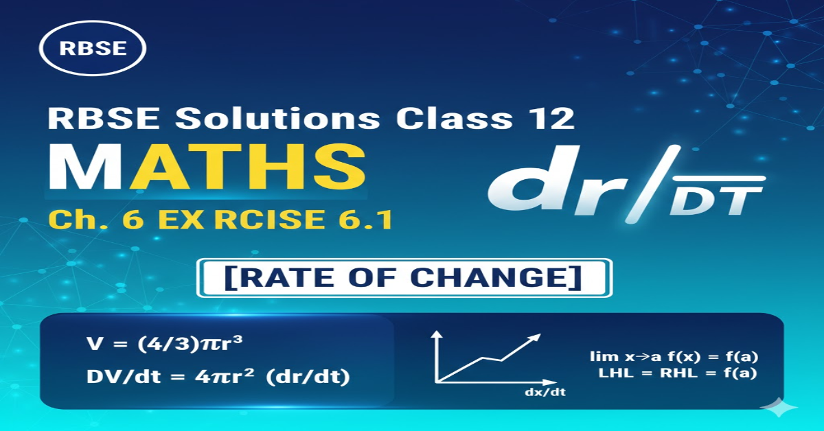 Rbse Solutions Class 12 Maths Chapter 6 Exercise 6.1 Rates of Change