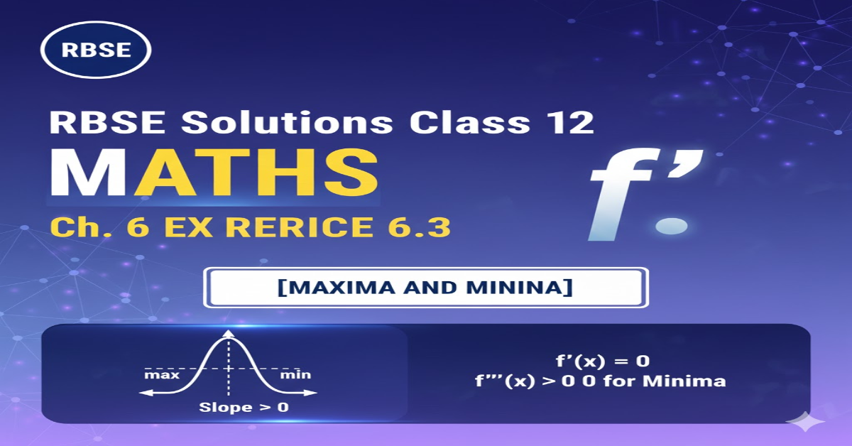 Rbse Solutions Class 12 Maths Chapter 6 Exercise 6.3 | Maxima and Minima