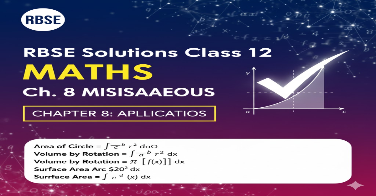 Rbse Solutions Class 12 Maths Chapter 8 Miscellaneous | Chapter 8: Application of Integrals