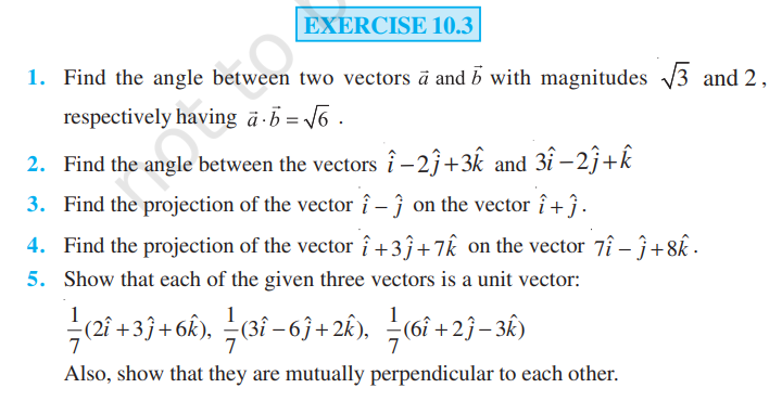 image 180 Rbse Solutions Class 12 Maths Exercise 10.3 | Scalar Product | Dot Product