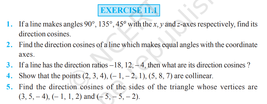 image 189 Rbse Solutions Class 12 Maths Exercise 11.1 | Direction Cosines and Direction Ratios