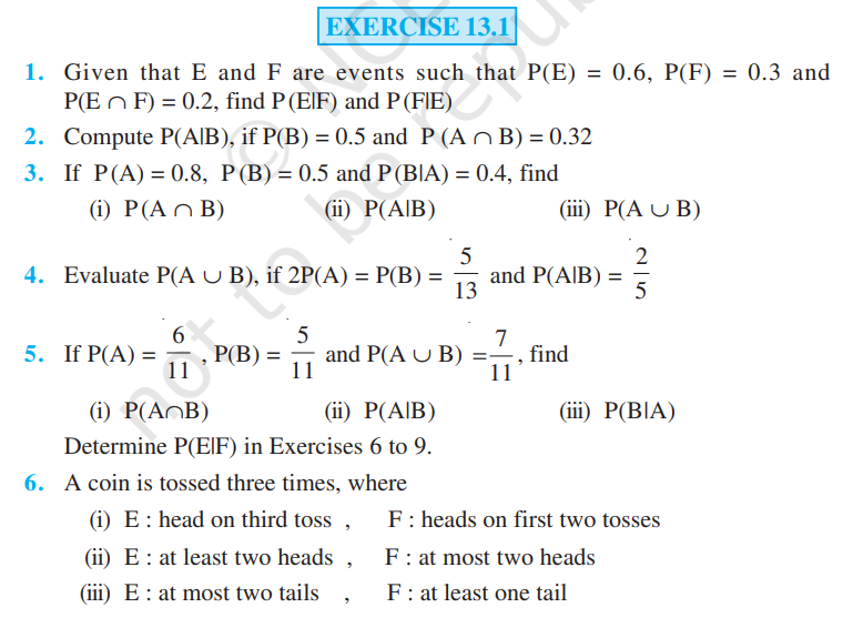 Rbse Solutions Class 12 Maths Exercise 13.1 | Conditional Probability