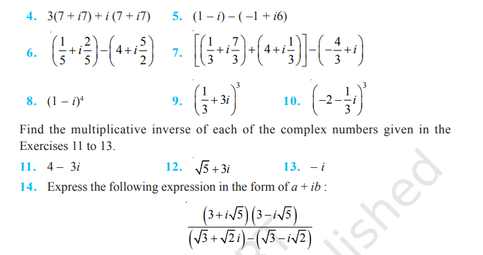 Rbse Solutions Class 11 maths Chapter 4 Exercise 4.1 | Complex Numbers 3 image 264 Rbse Solutions Class 11 maths Chapter 4 Exercise 4.1 | Complex Numbers