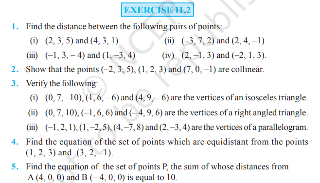 image 358 Rbse Solutions for Class 11 maths Chapter 11 Exercise 11.2| Distance Formula in 3D
