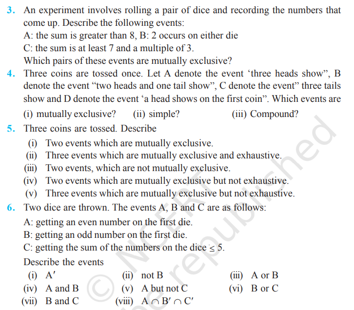 image 384 Rbse Solutions for Class 11 maths Chapter 14 Exercise 14.1 | Probability