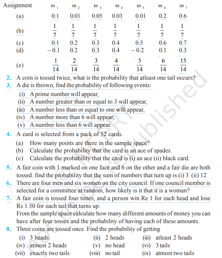 Rbse Solutions for Class 11 maths Chapter 14 Exercise 14.2 | Probability