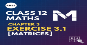 Rbse Class 12 Maths Chapter 3, Exercise 3.1 (Matrices).