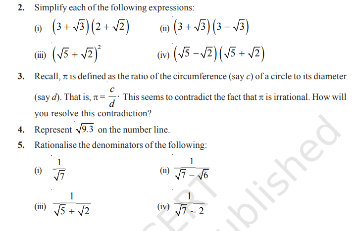 image 48 Rbse Solutions for Class 9 Maths Chapter 1 Exercise 1.4 | Operations on Irrational Numbers & Rationalization