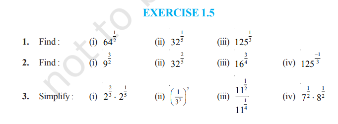image 50 Rbse Solutions for Class 9 Maths Chapter 1 Exercise 1.5 | Laws of Exponents for Real Numbers