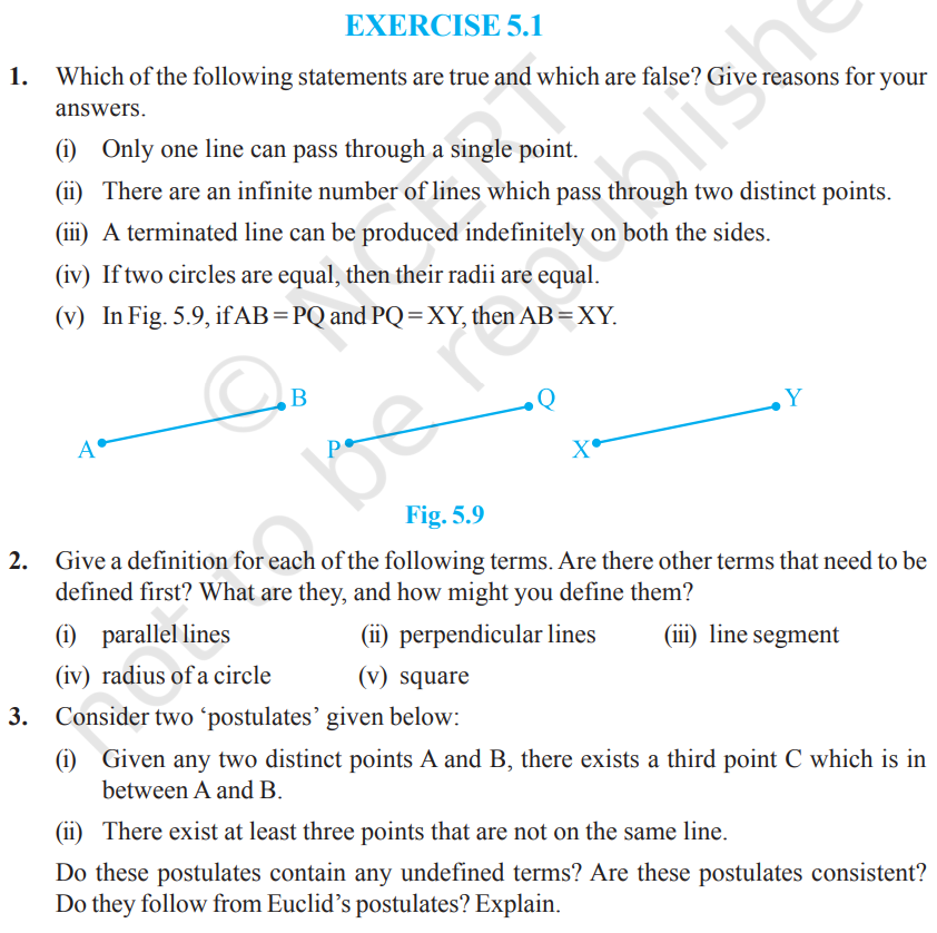 image 74 Rbse Solutions for Class 9 Maths Chapter 5 EXERCISE 5.1 | Introduction to Euclid’s Geometry